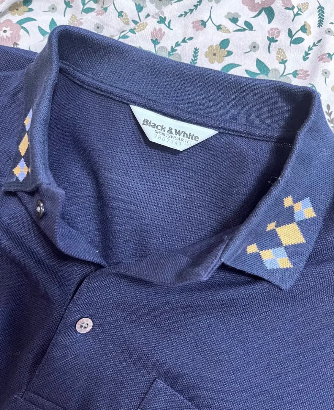 블랙앤화이트 재팬 남성 네이비긴팔PK티셔츠 상품이미지5