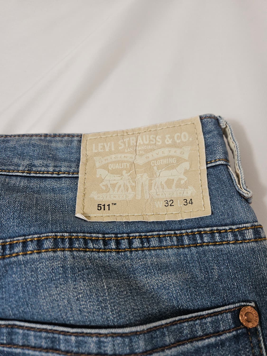 리바이스 511 워싱 크림탭 데님팬츠 진 청바지 빈티지 32x34 상품이미지4