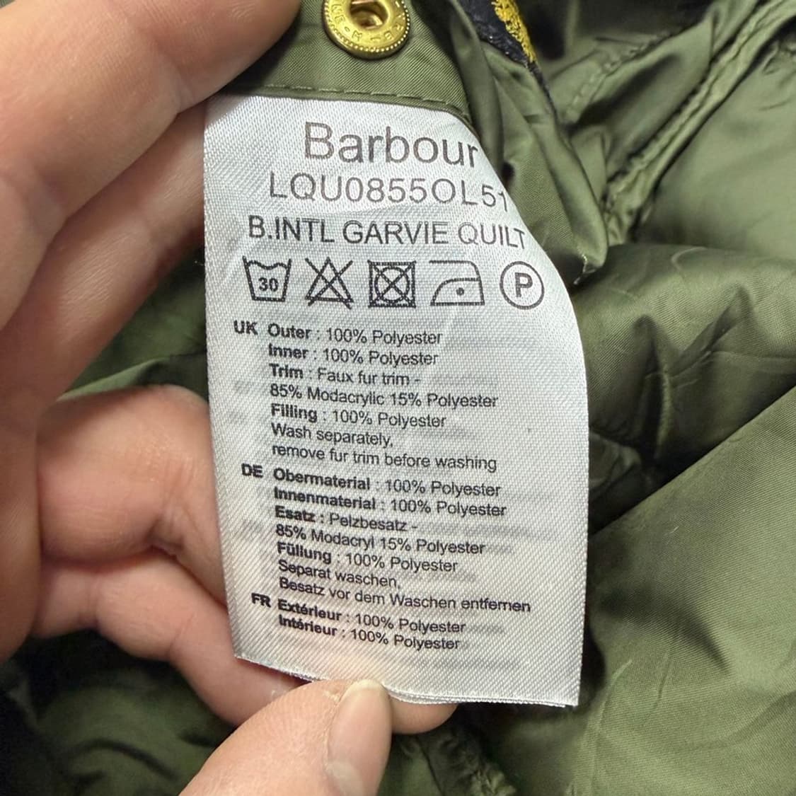 바버 라이트 패딩 자켓 v1972 상품이미지8