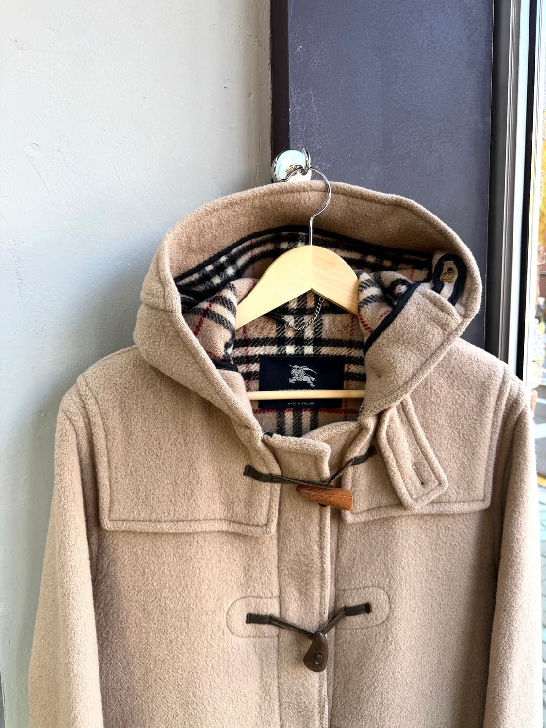 55~66/ 버버리 노바체크 포인트 떡볶이 울코트 상품이미지3