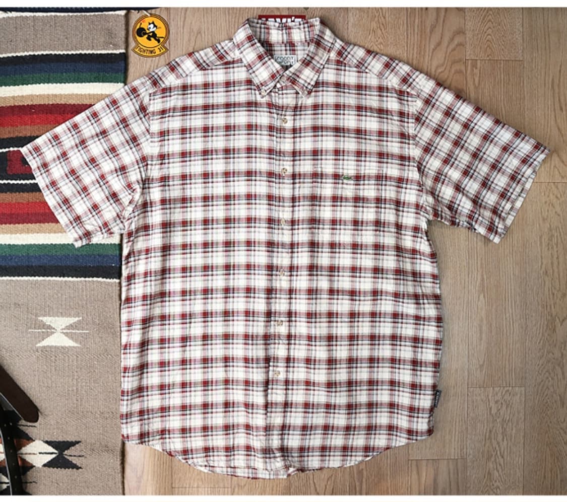 
일본판 90-00S LACOSTE 라코스테 코튼100% 빈티지 체크남방 상품이미지1