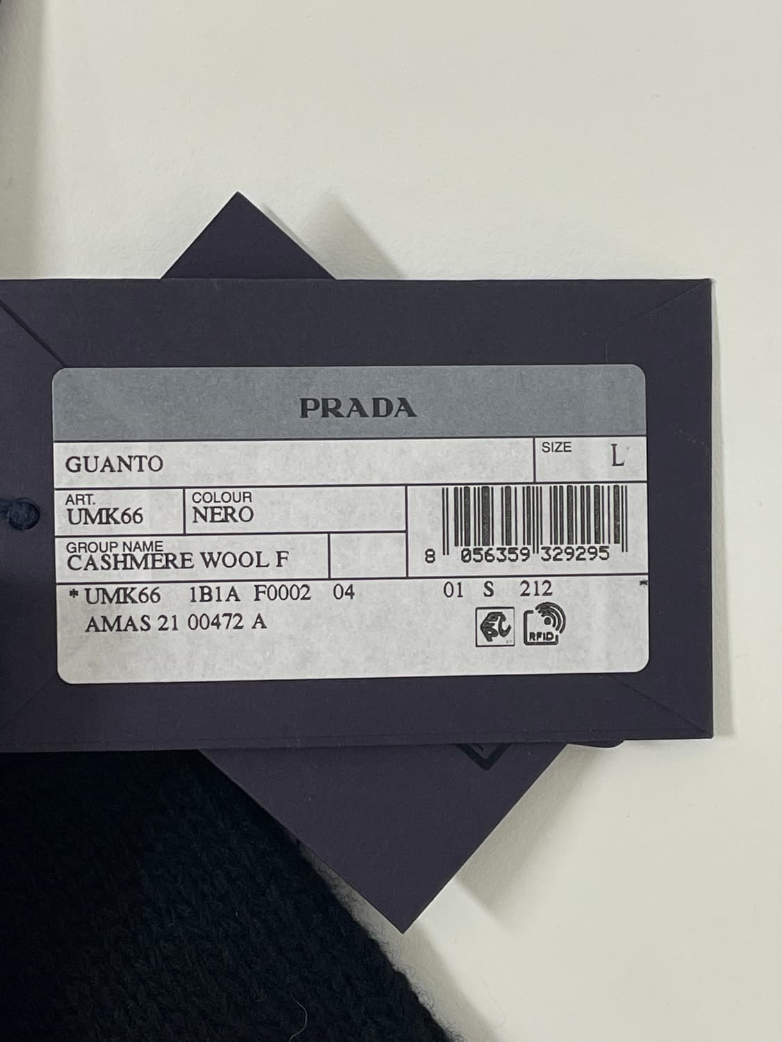 새상품 프라다 울 캐시미어 니트 장갑 블랙 자수 로고 상품이미지7