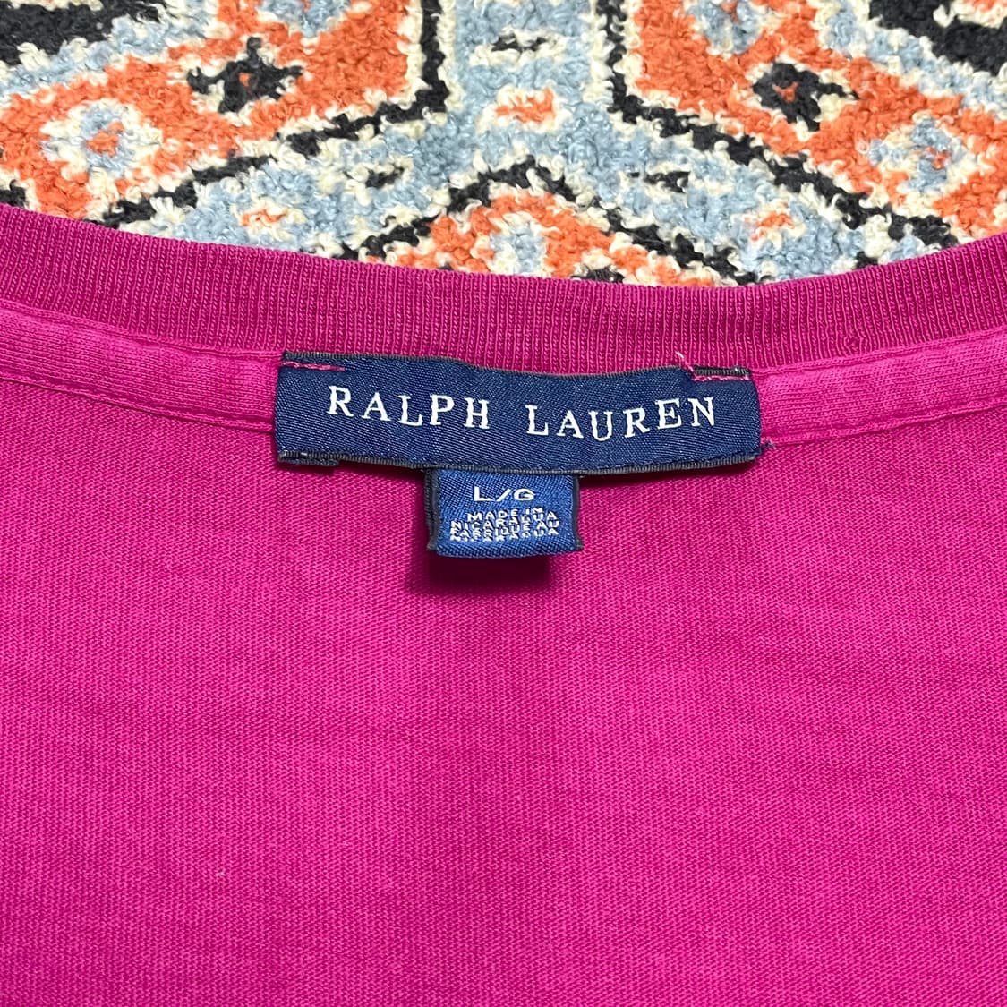 폴로랄프로렌 핑크 딥 브이넥 반팔티셔츠 여성L 상품이미지4