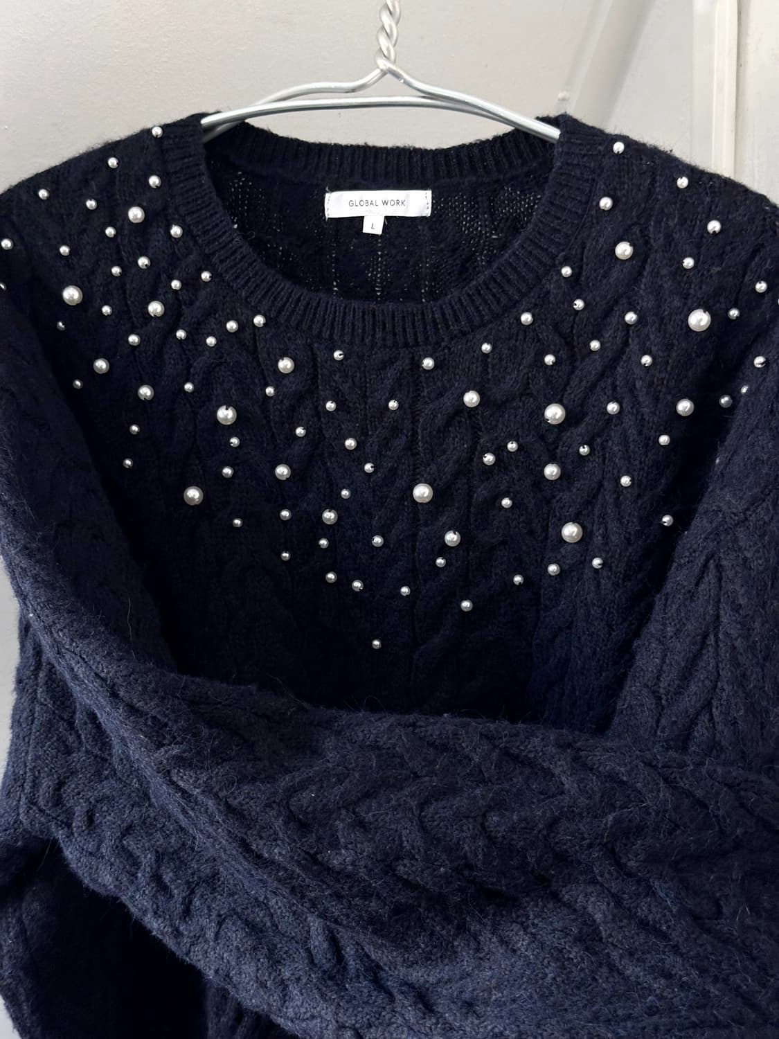 Middle gauge cable knitted beads knit to 상품이미지1