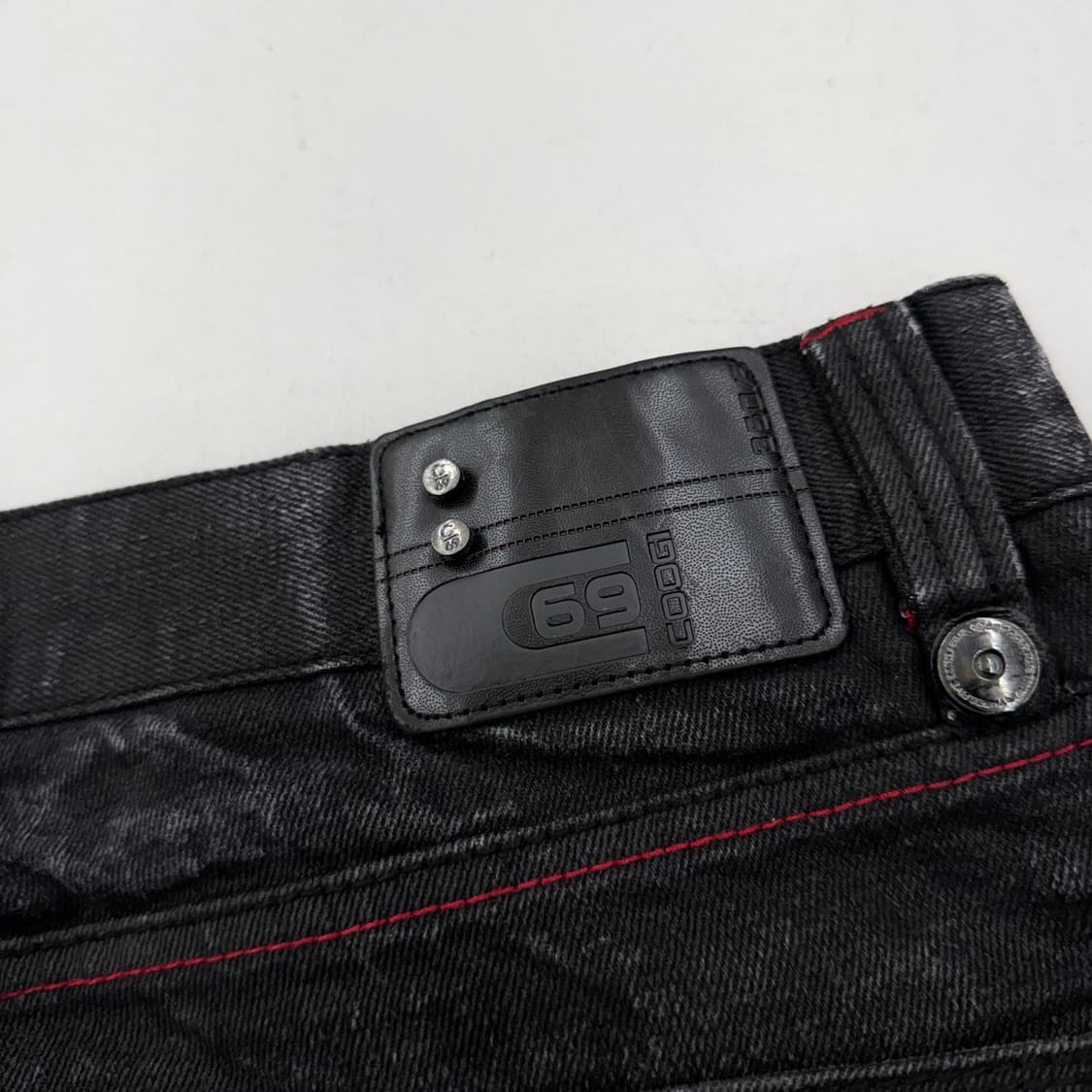 쿠지 올드스쿨 와이드 흑청 자수 데님팬츠 상품이미지6