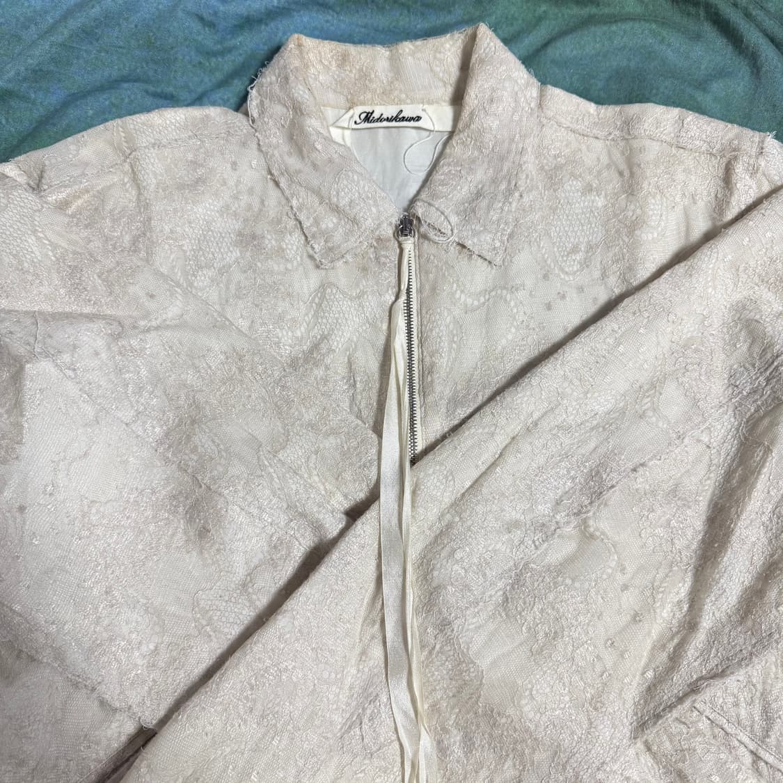 [S]미도리카와 22SS 컷오프 오간자 플라워 레이스 블루종 상품이미지7