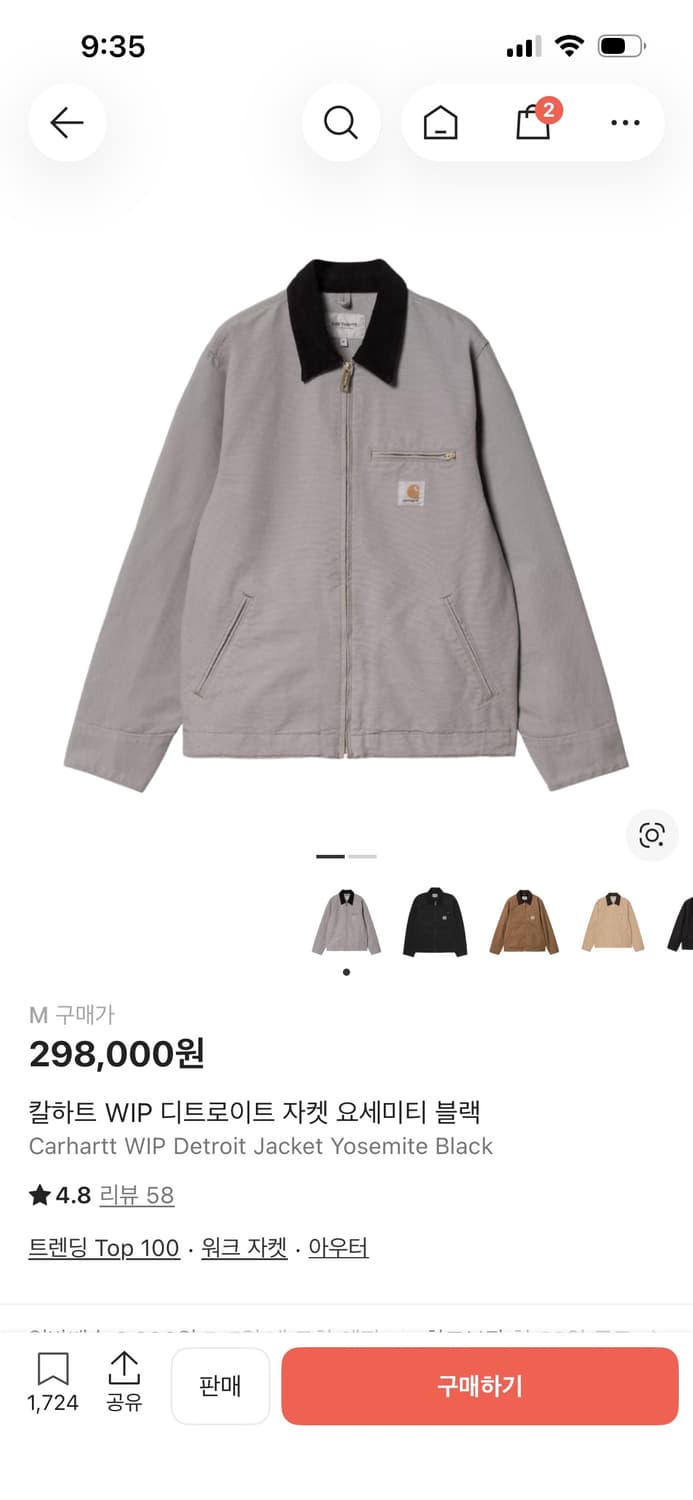 칼하트 WIP 디트로이트 자켓 요세미티 블랙 새상품 상품이미지1