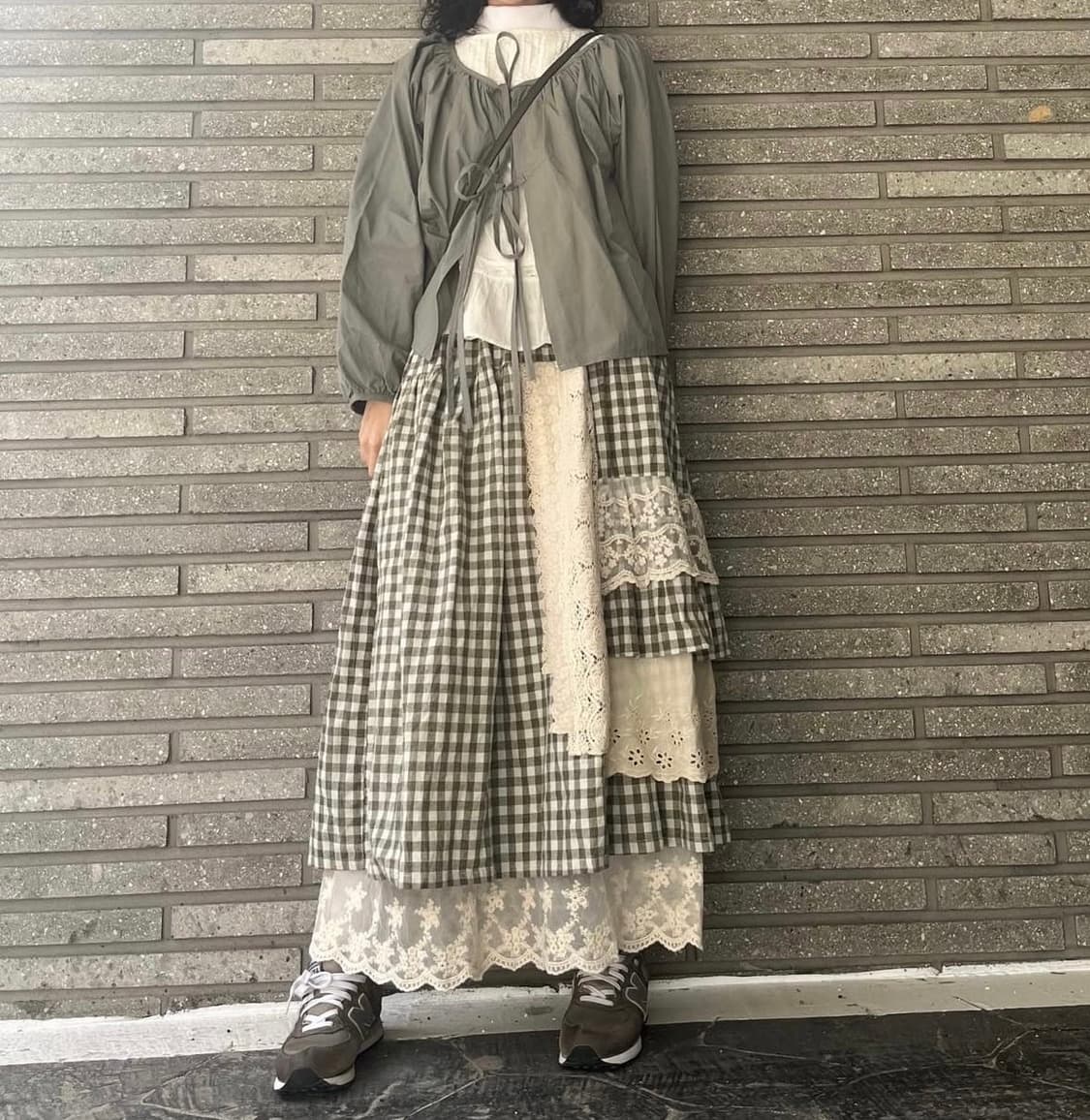 빈티지 체크 레이스 캉캉스커트 상품이미지5
