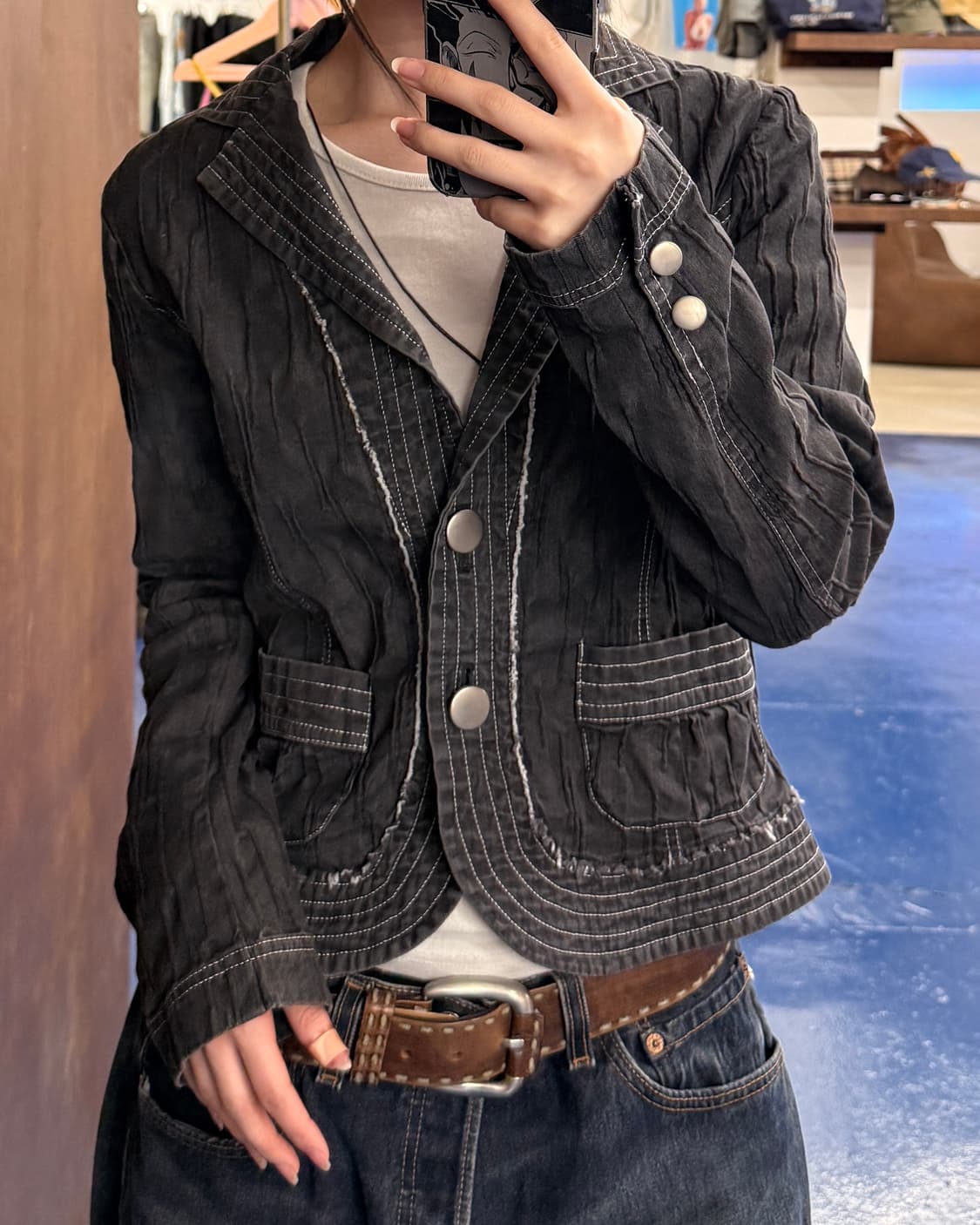 Japan made 스티치 텍스처 자켓 상품이미지1