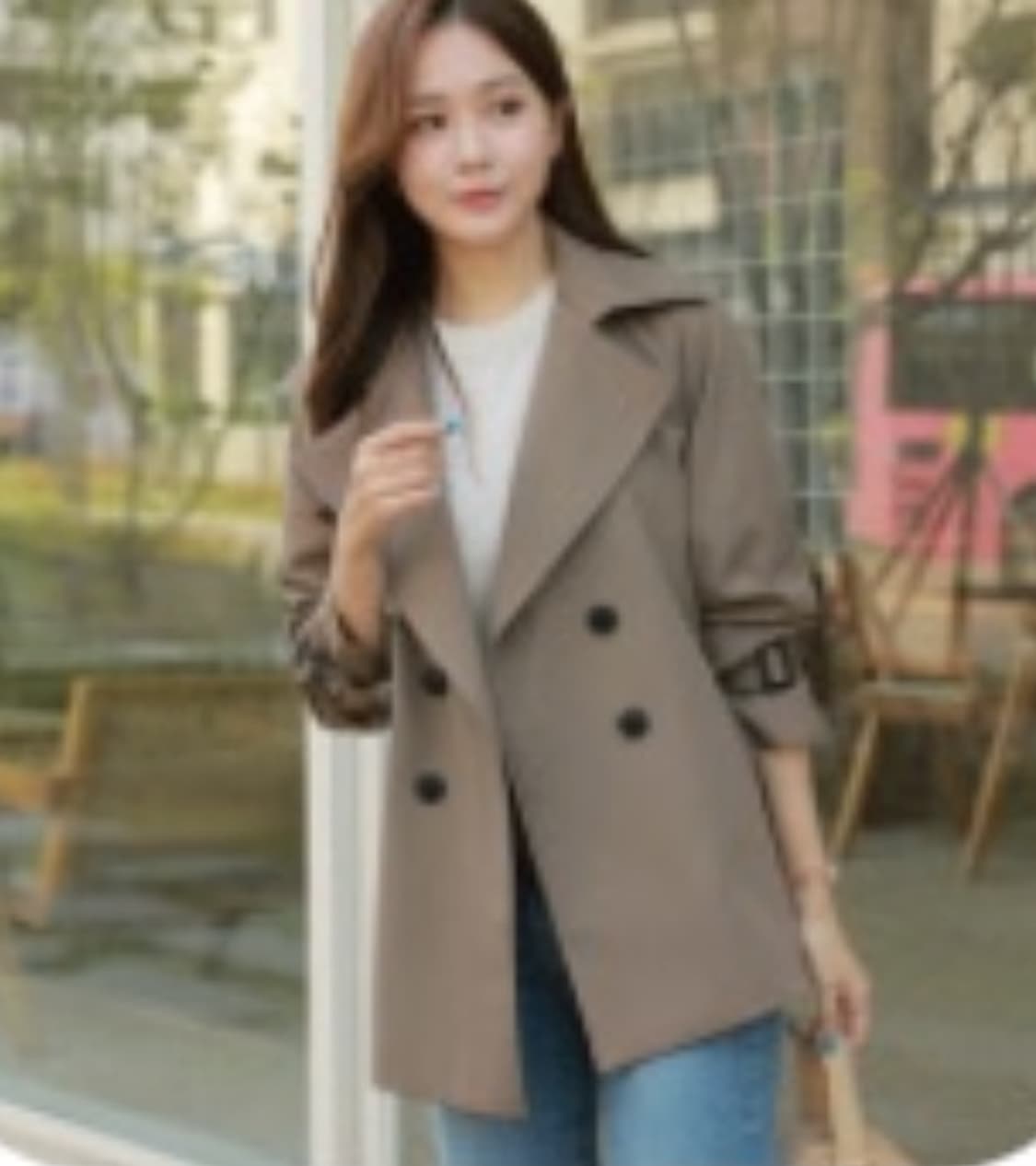 어텀커킨 코코아 숏트렌치코트 상품이미지2