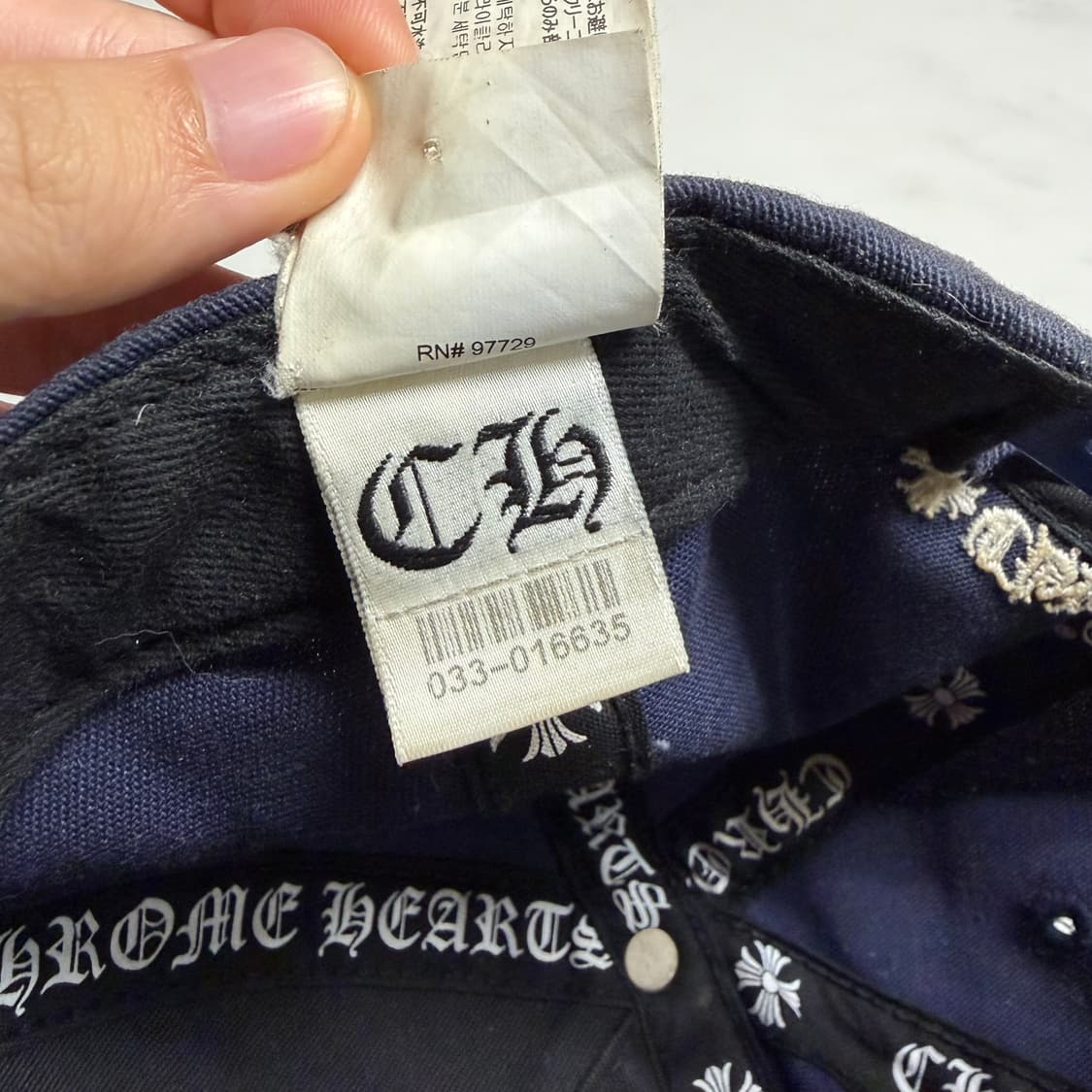 레어) 크롬하츠 Ch 로고 자수 베이스볼 캡 모자 네이비 OS 상품이미지9