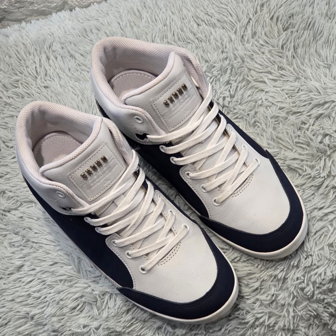 2q-12:스코노 하이탑키높이(5-6cm)스니커즈 화이트네이비 (245) 상품이미지5