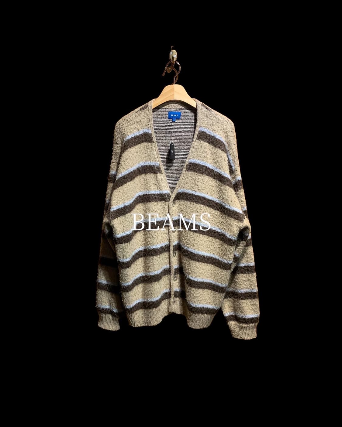 빔즈 스트라이프 패턴 모헤어 가디건 상품이미지1