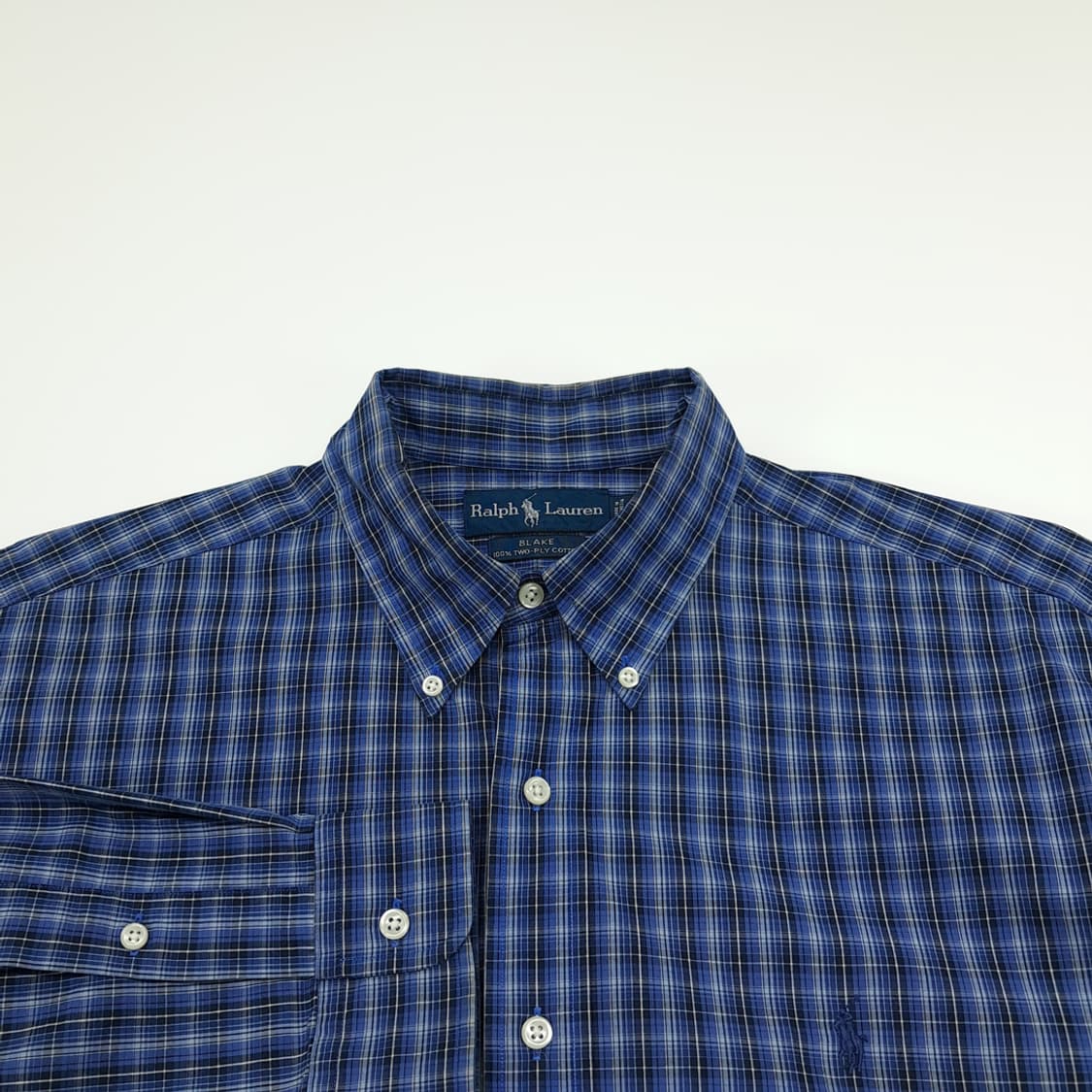 CN914 L 폴로 랄프로렌 블루 스몰타탄체크 긴팔 셔츠 남방 상품이미지3