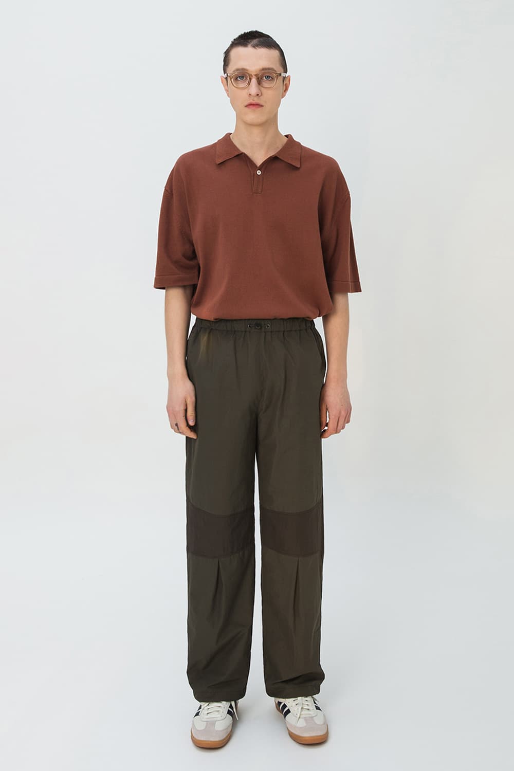 [L] 셔터 나일론 코튼 라인 팬츠 다크 브라운 상품이미지4