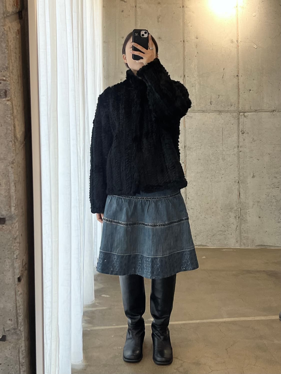 리얼 토끼털 퍼자켓 블랙 상품이미지5