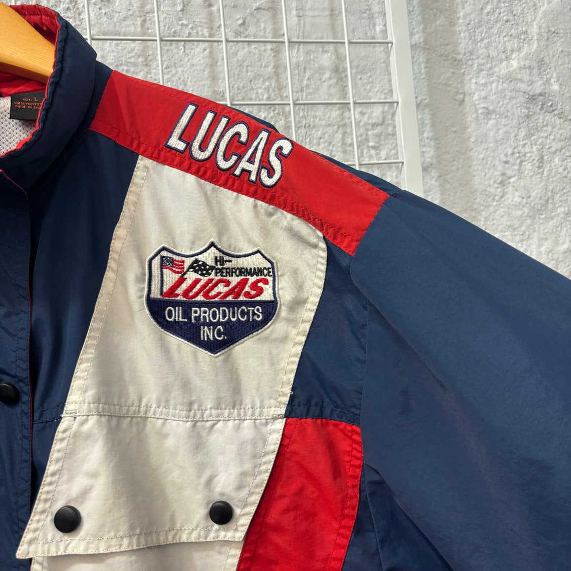 Lucas Oil 빈티지 올드스쿨 패치 바람막이 자켓 L 상품이미지6