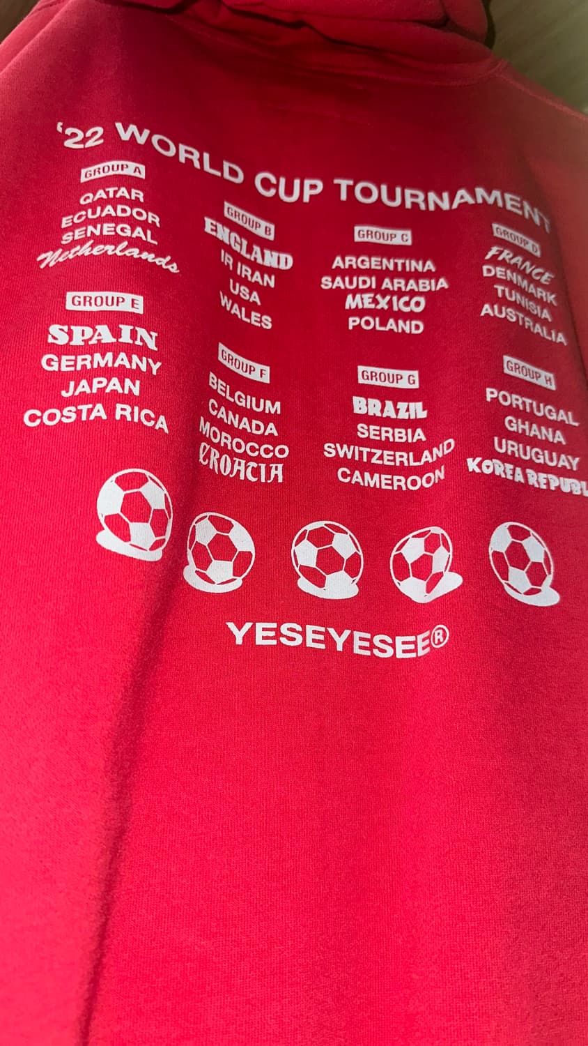 L 예스아이씨 yeseyesee 2022 월드컵 컬렉션 축구 후드티 레드 상품이미지4