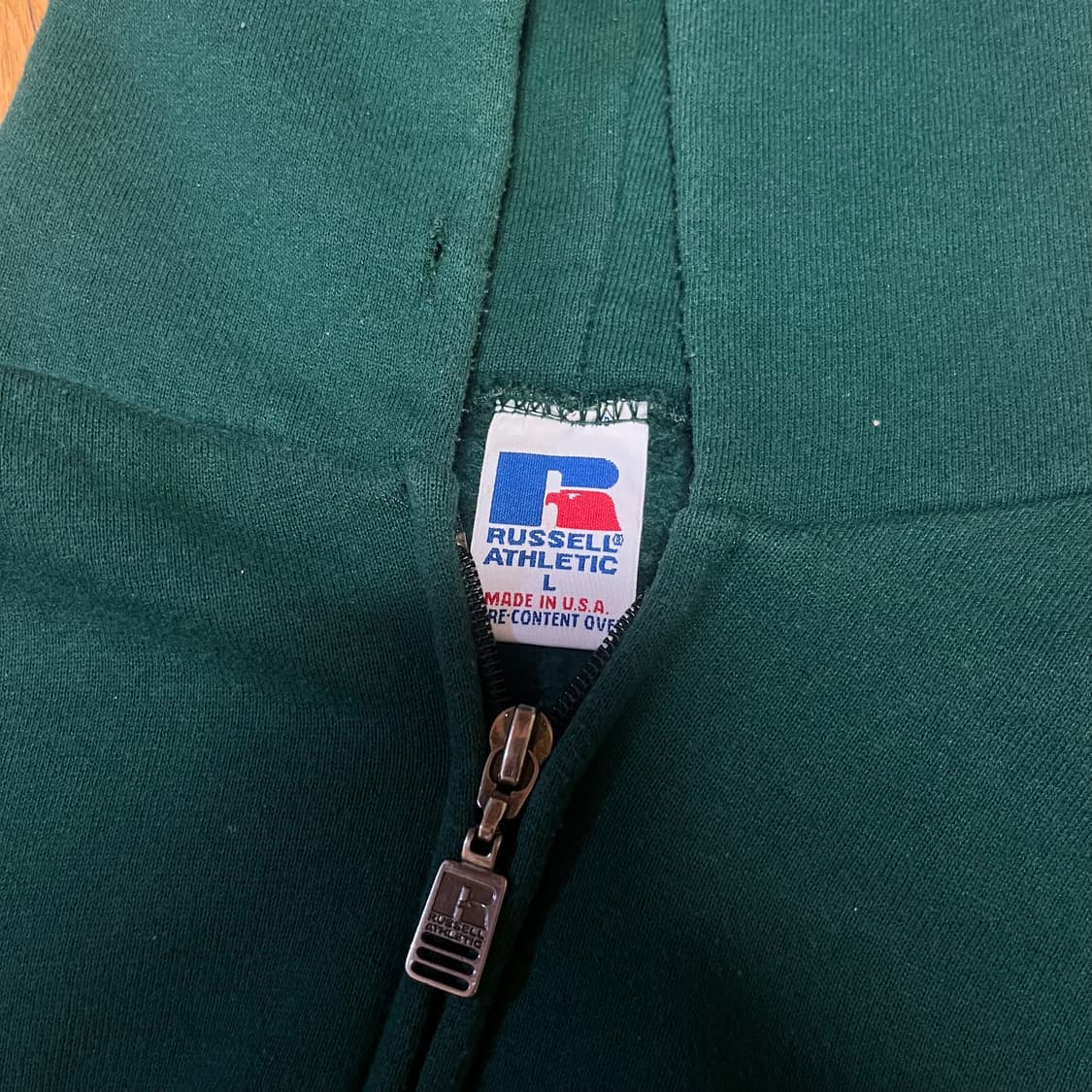 [L] 90s USA 빈티지 러셀 후드집업 그린 상품이미지4