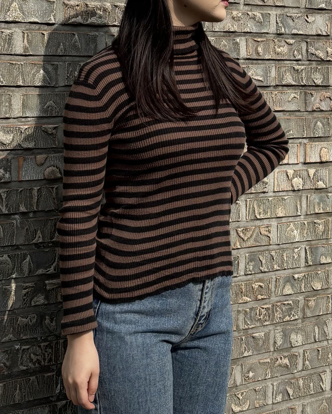 일본빈티지 스트라이프 터틀넥 긴팔티 상품이미지2