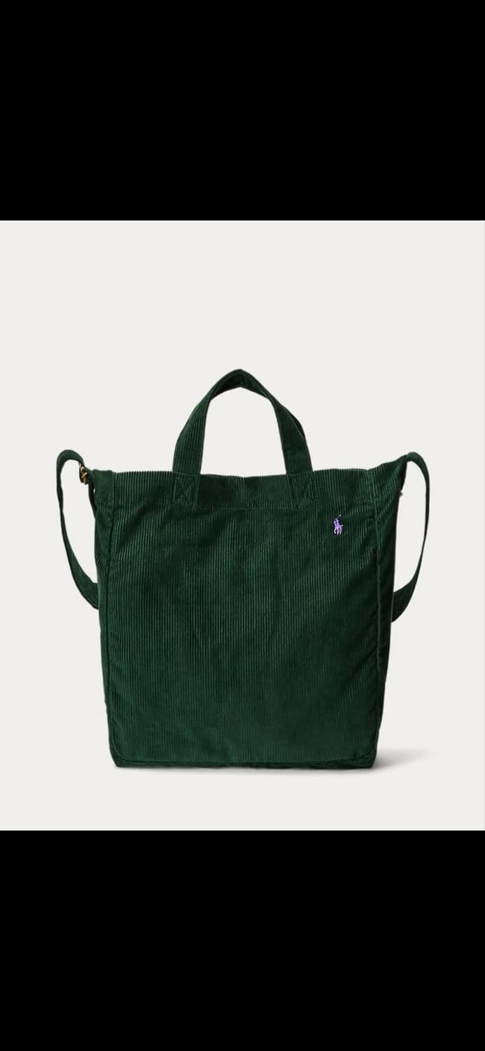 폴로 랄프로렌 코듀로이 토트백 딥그린 상품이미지1