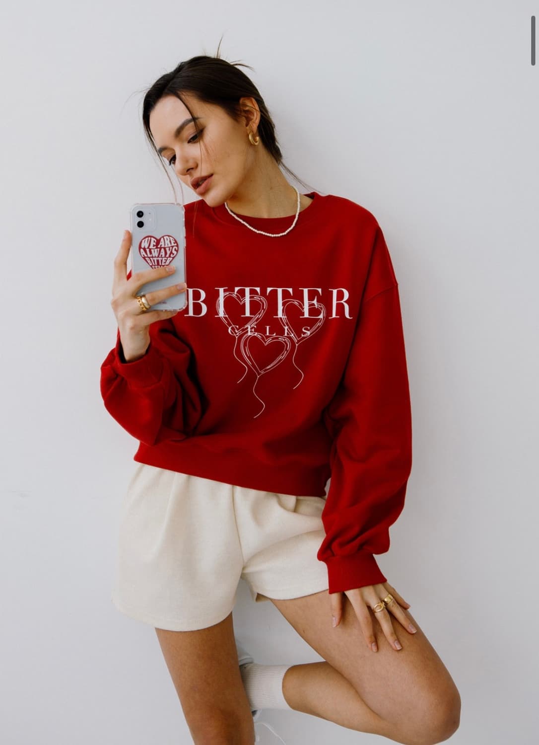 비터셀즈 하트 벌룬 스웻셔츠 맨투맨 레드 상품이미지1