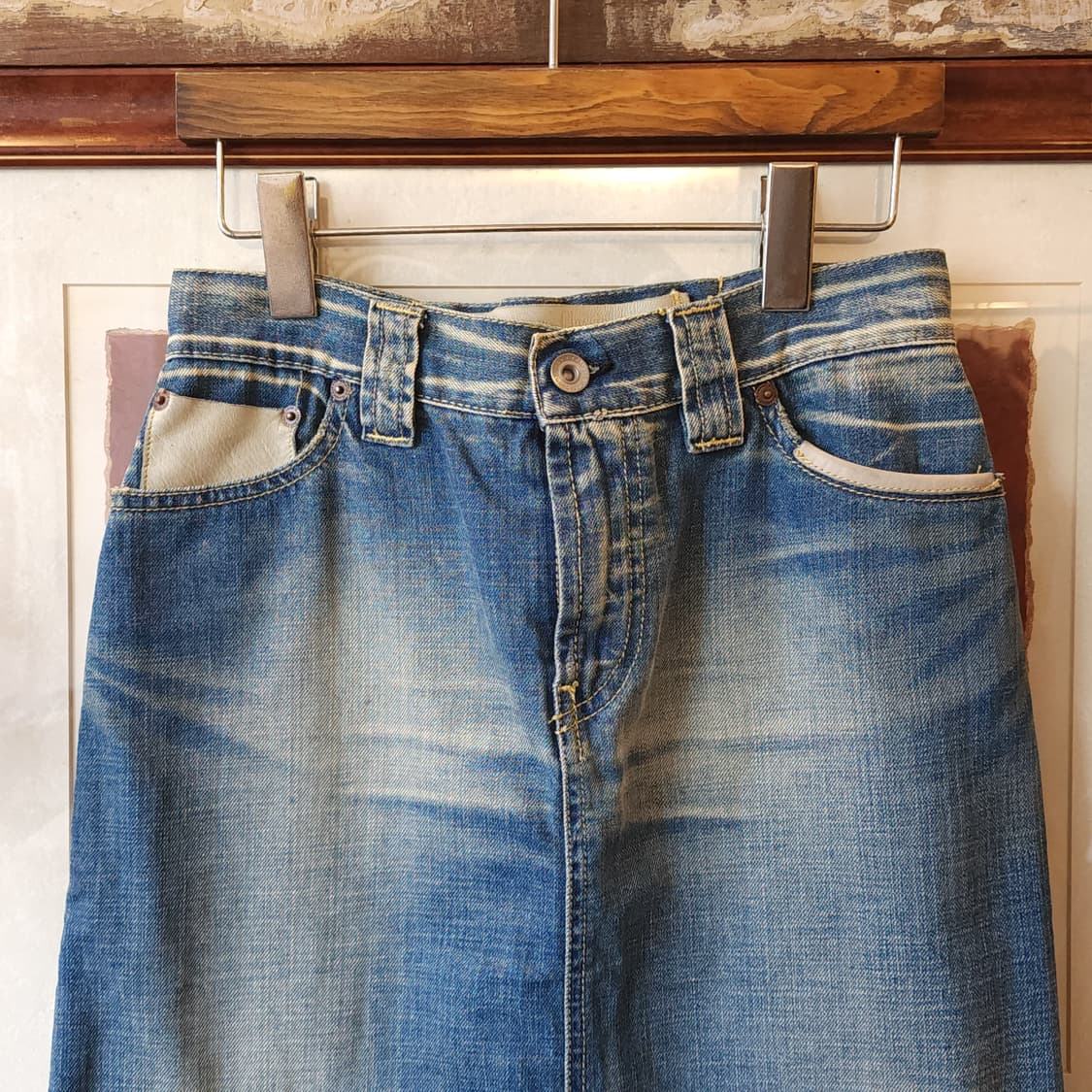 90s 말보로 클래식 데님 스커트 청치마 패치워크 웨스턴 치마 40 상품이미지3