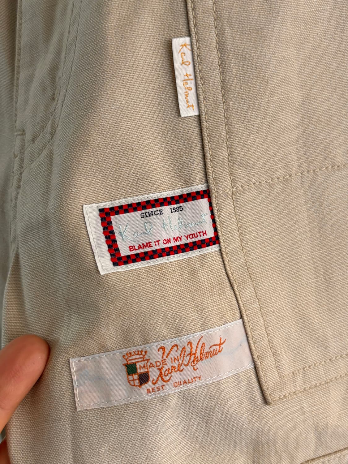 Karl Helmut 칼헬무트 핑크하우스 베이지 패치 카펜터 팬츠 상품이미지3