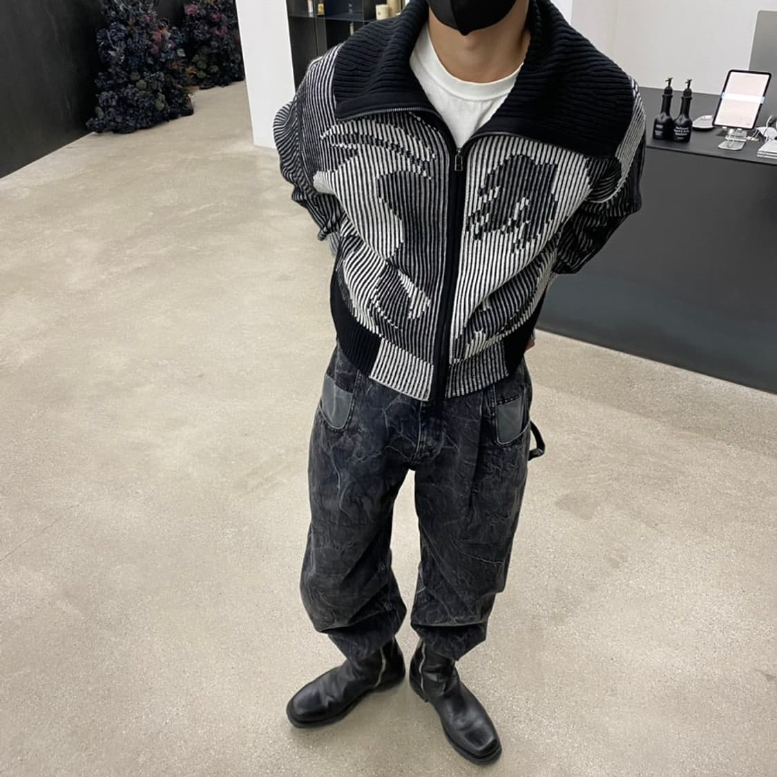 펑첸왕 자카드 크롭 니트재킷 상품이미지7