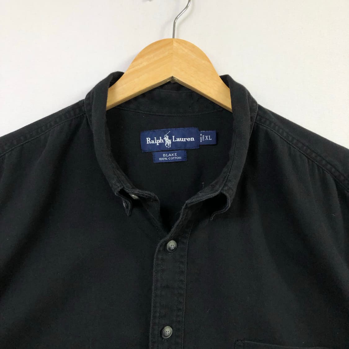 Xxl 폴로 블랙 솔리드코튼 셔츠 상품이미지3