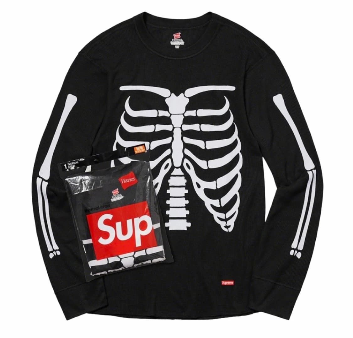 슈프림 헤인즈 본즈 써멀 크루 블랙 상품이미지1