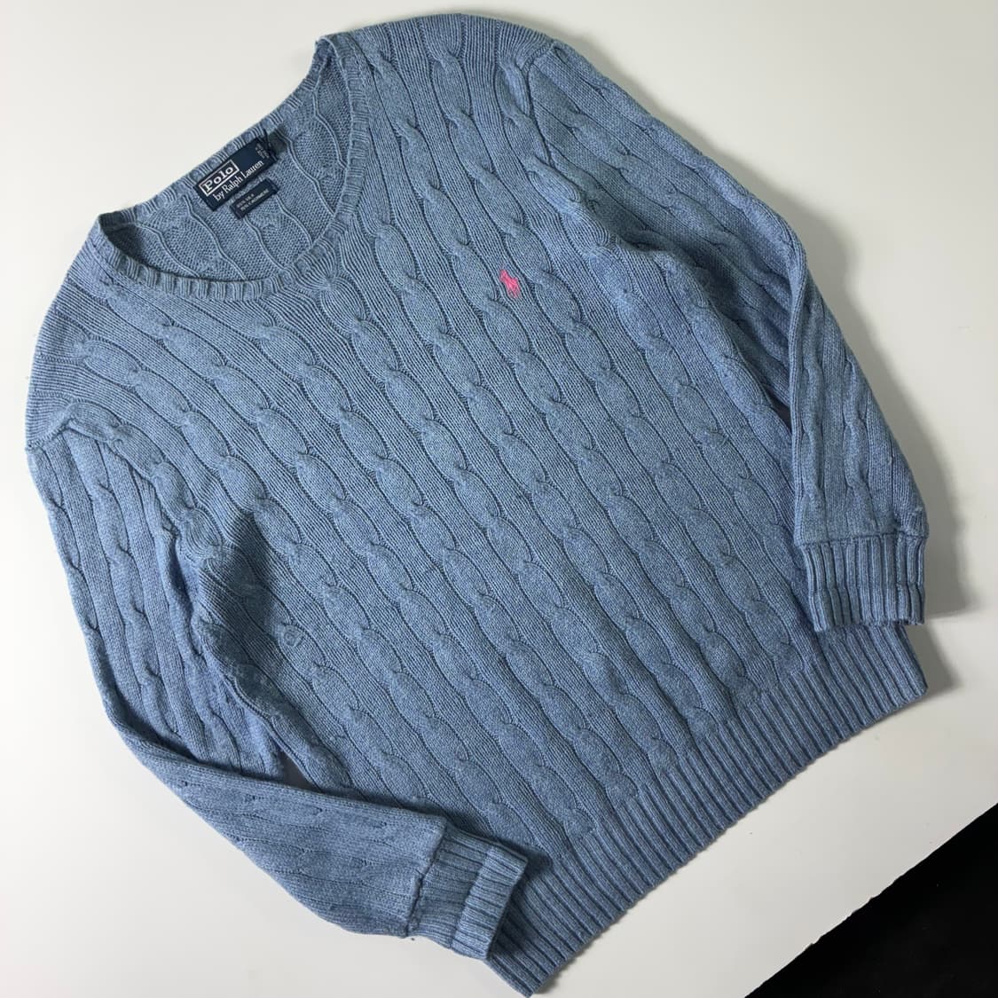 Polo  폴로 랄프로렌 자수 실크캐시미어 소라 꽈배기 니트  상품이미지2