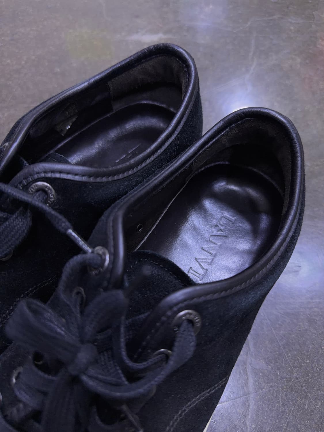 랑방 벨루어 스웨이드 레더 블랙 스니커즈 6 (250) 상품이미지5