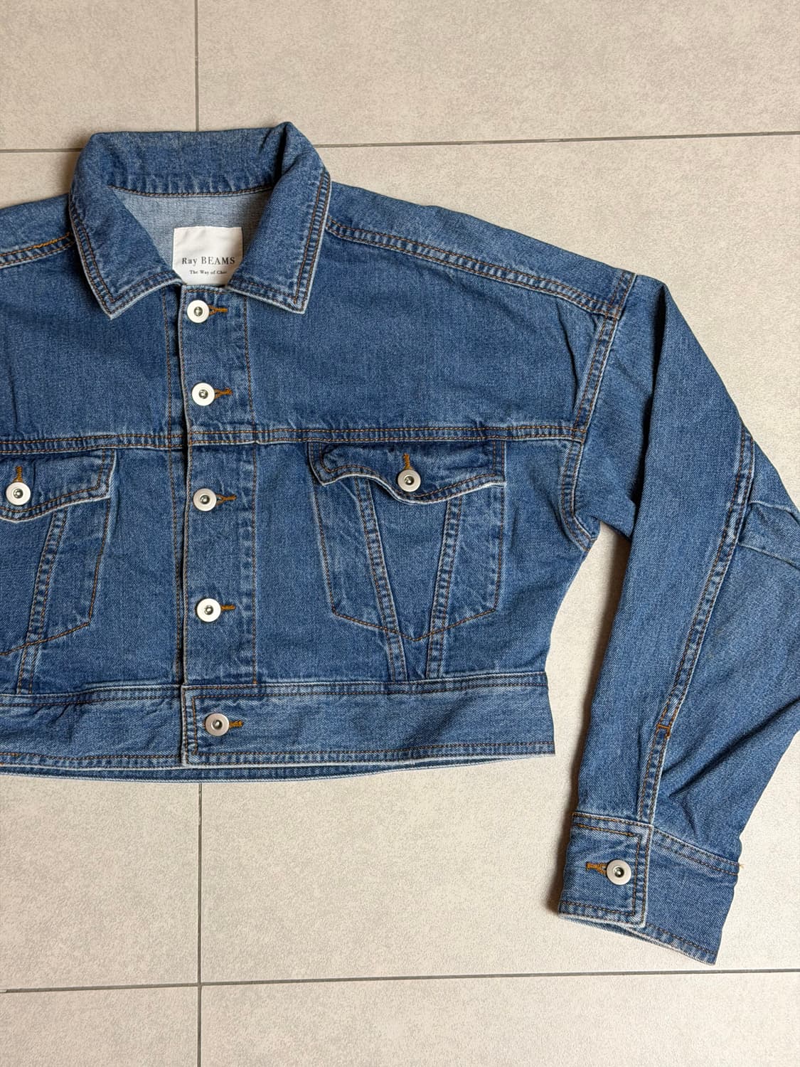 빔즈 크롭 데님 자켓 원사이즈 상품이미지3