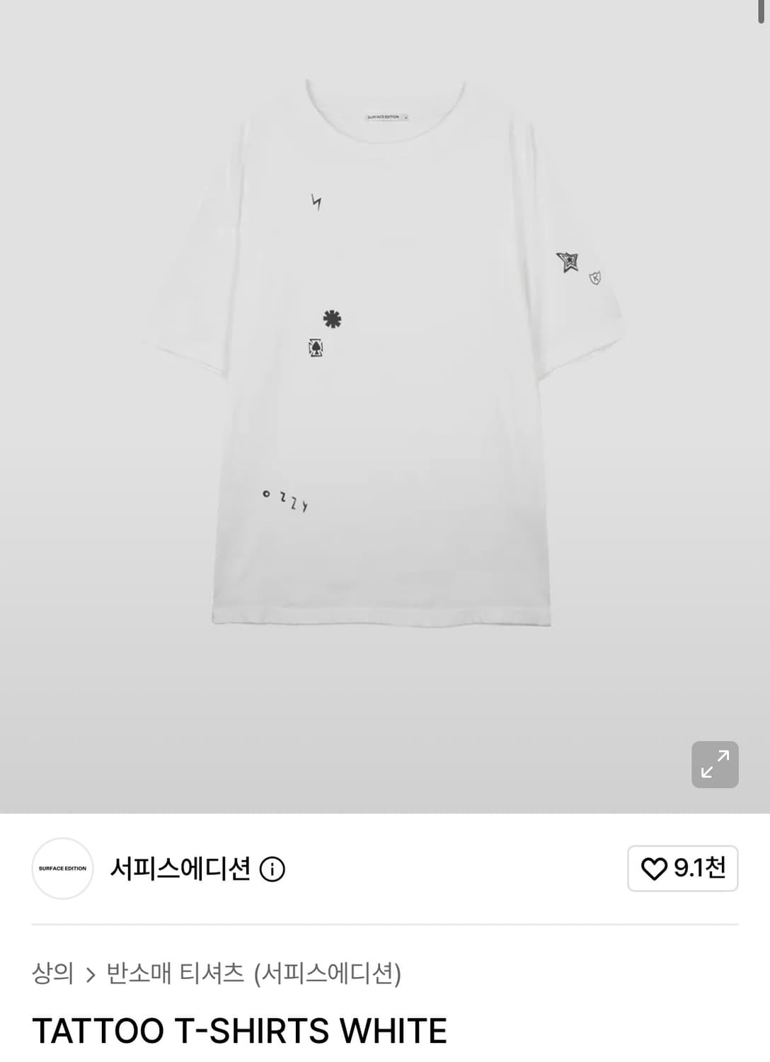 서피스에디션 TATTOO T-SHIRTS WHITE M 상품이미지1