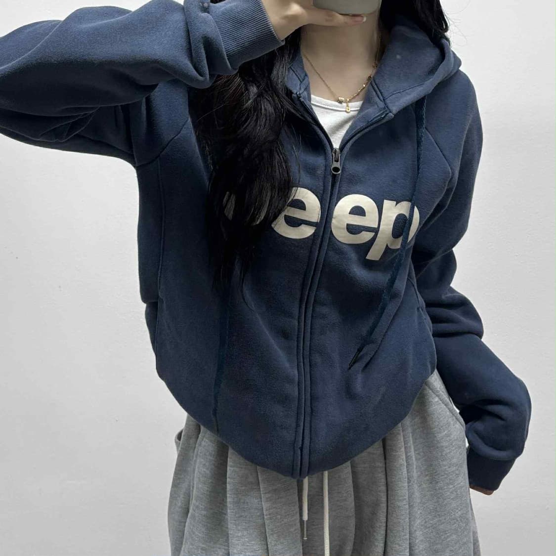 Jeep 지프 네이비  스웻 후드집업 희귀져지(105) 상품이미지1
