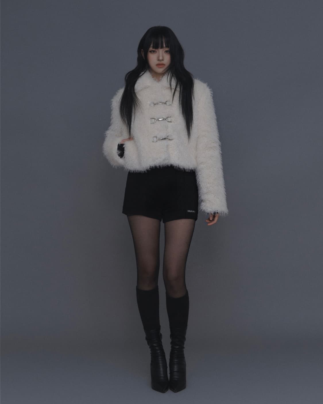 뉴얼린 래빗 퍼 자켓 아이보리 상품이미지1