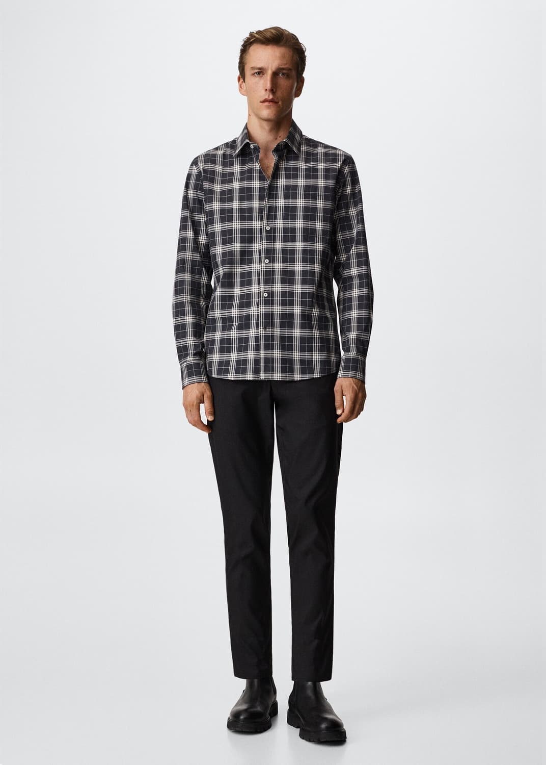 MANGO 망고 체크 셔츠 네이비 상품이미지5