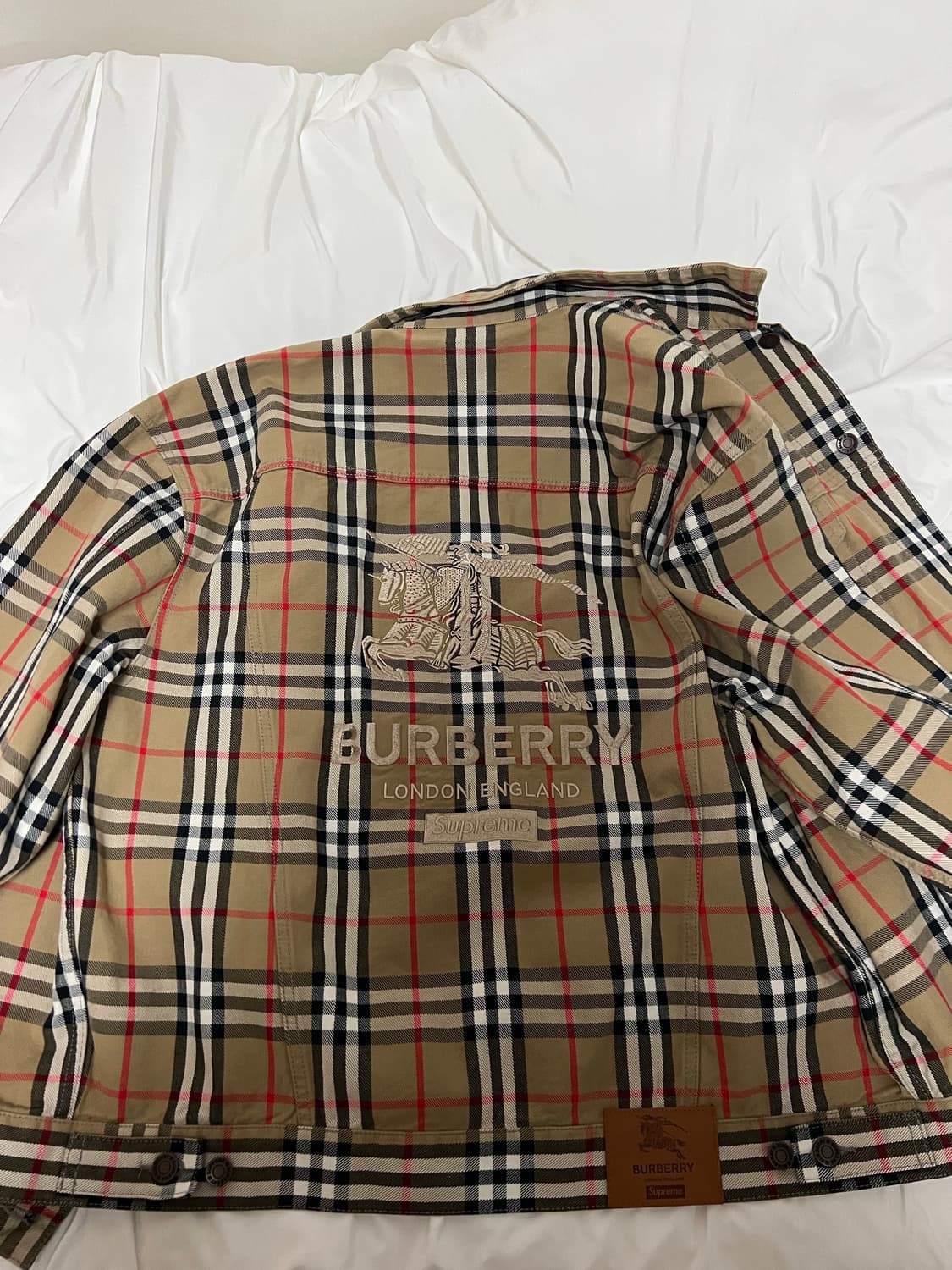 슈프림X버버리 셔츠 체크 자켓 L 크림판 상품이미지4