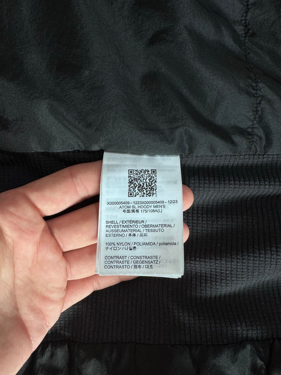 (S급) 아크테릭스 아톰 SL 후디 블랙 L 상품이미지10