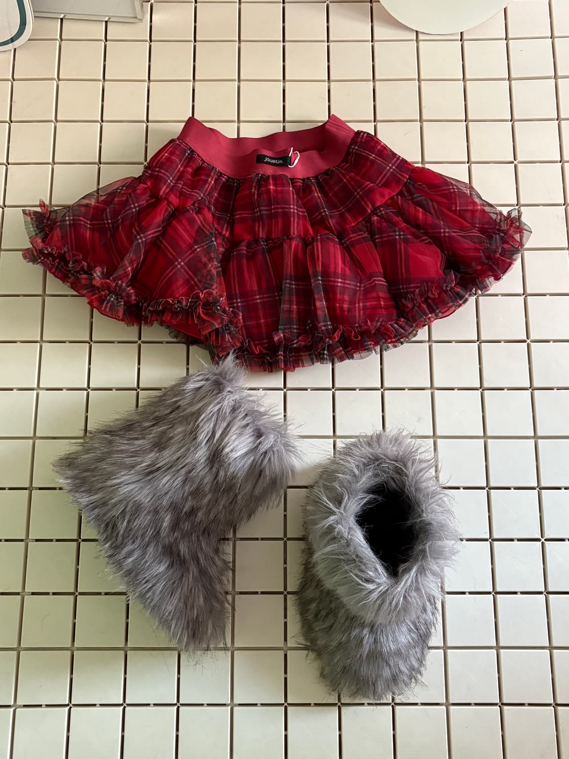 체크 쉬폰치마 상품이미지2