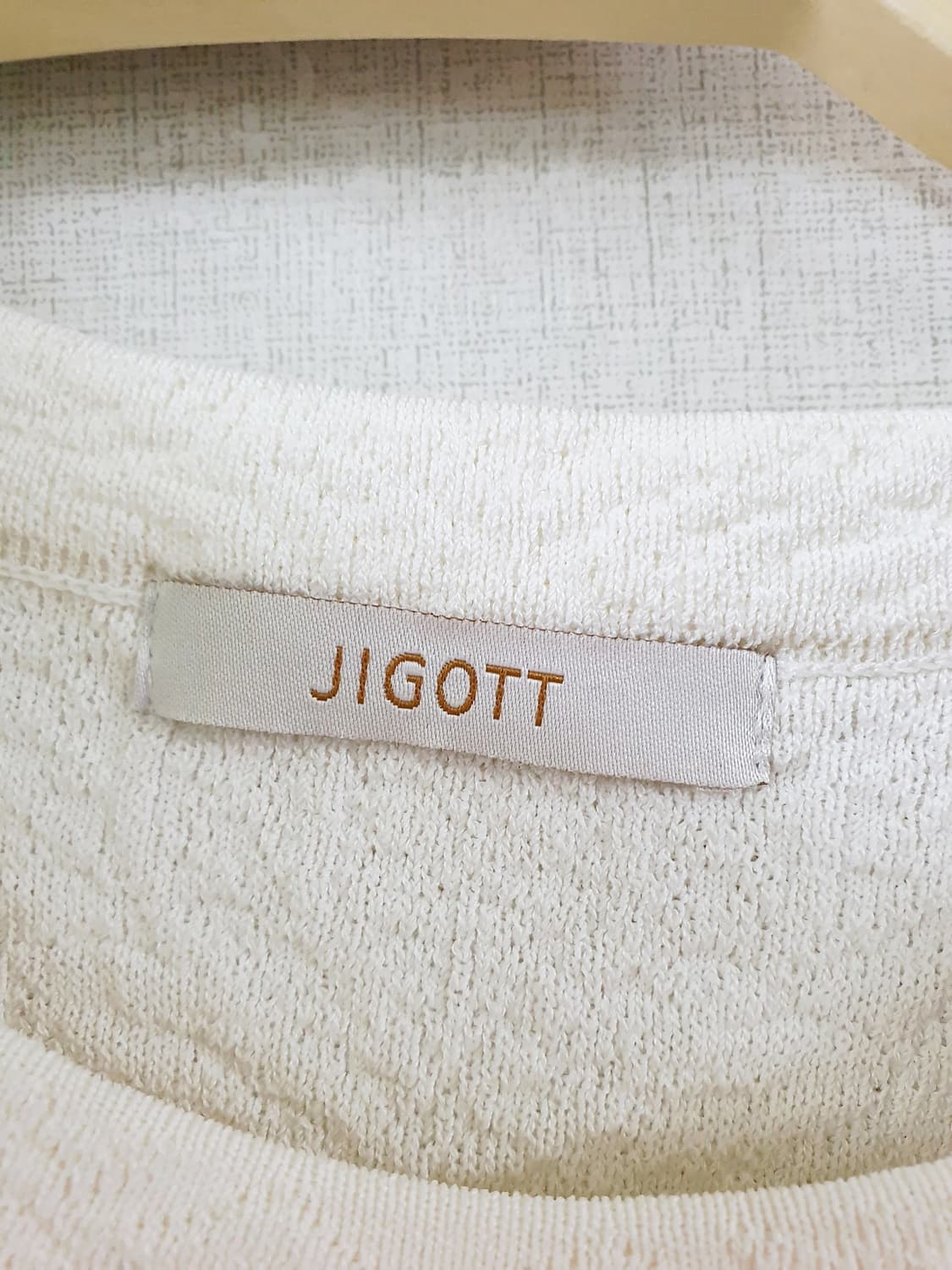 JIGOTT 정품 소매레이스 망사티셔츠 55 아이보리 상품이미지8