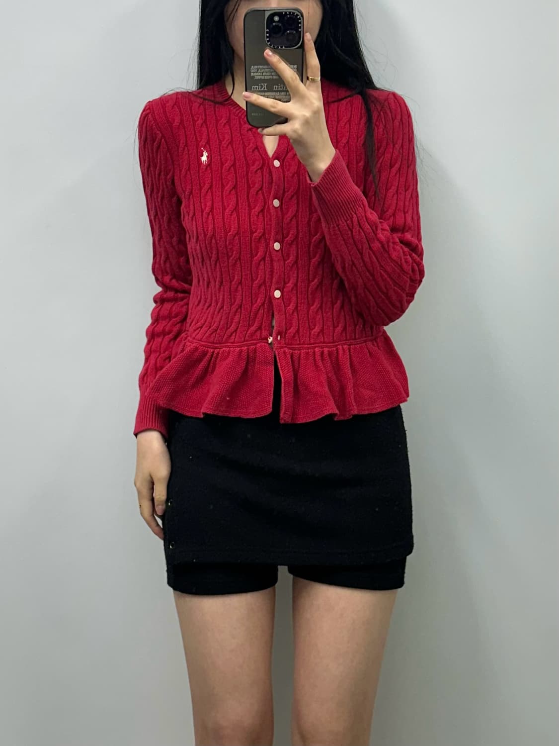 폴로 랄프로렌 프릴 레드 꽈배기 니트 가디건  상품이미지1