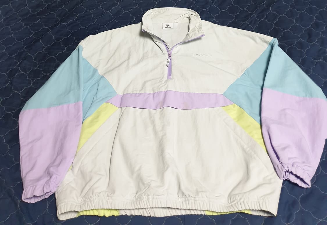 젝시믹스 22s 오버사이즈 배색 하프집업 바람막이 (S) 상품이미지1