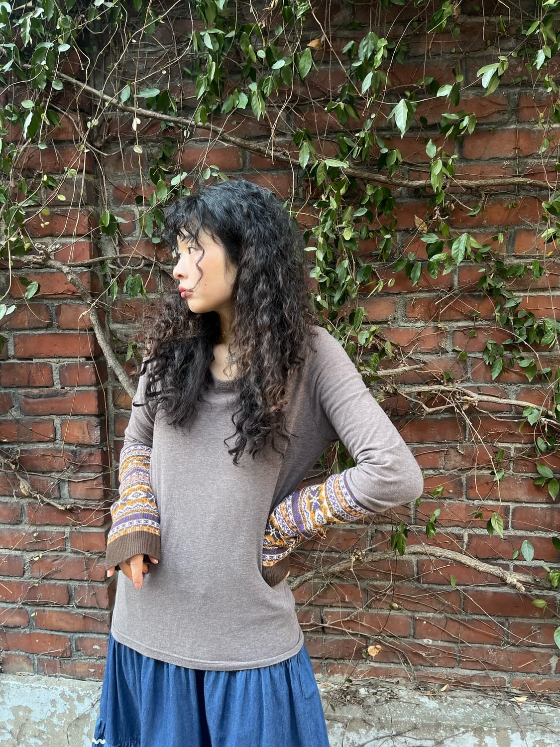 눈꽃 패턴 니트 소매 롱슬리브 상품이미지3