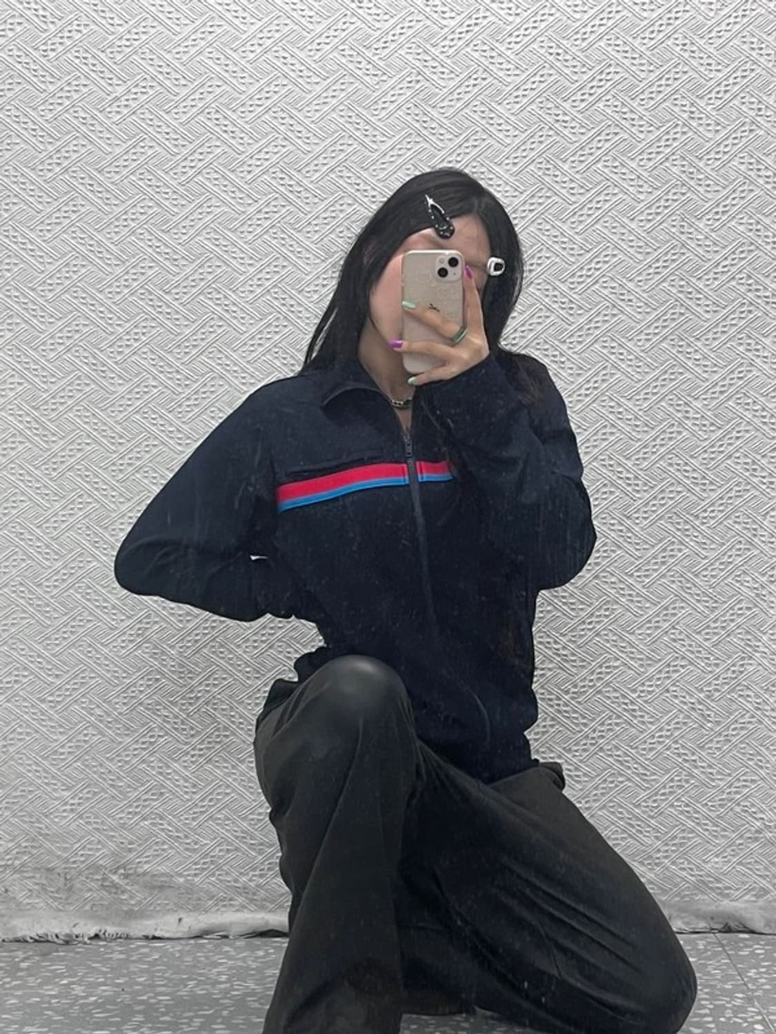 오니츠카 타이거 올드스쿨 배색 라인 져지 집업 100 C06999 상품이미지1