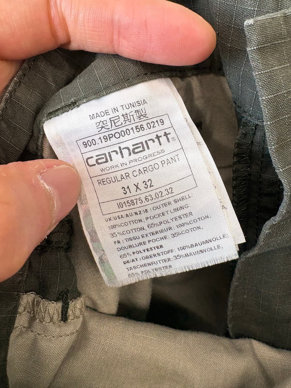 칼하트 wip 레귤러 립스탑 카고팬츠 올리브 그린 상품이미지6