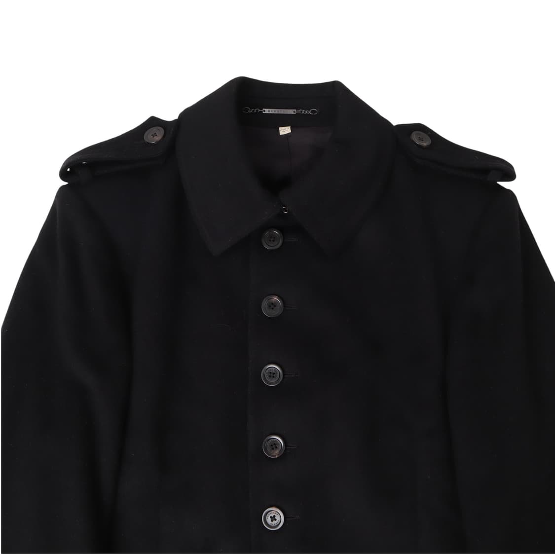 버버리 런던 블랙 울 캐시미어 견장 코트 상품이미지3