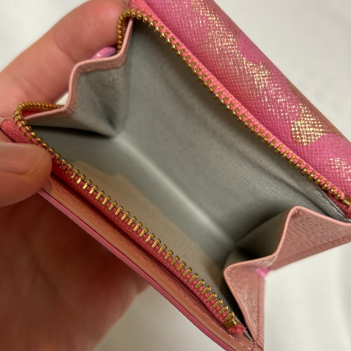 카모 핑크 골드 패턴 삼단 반지갑 상품이미지7