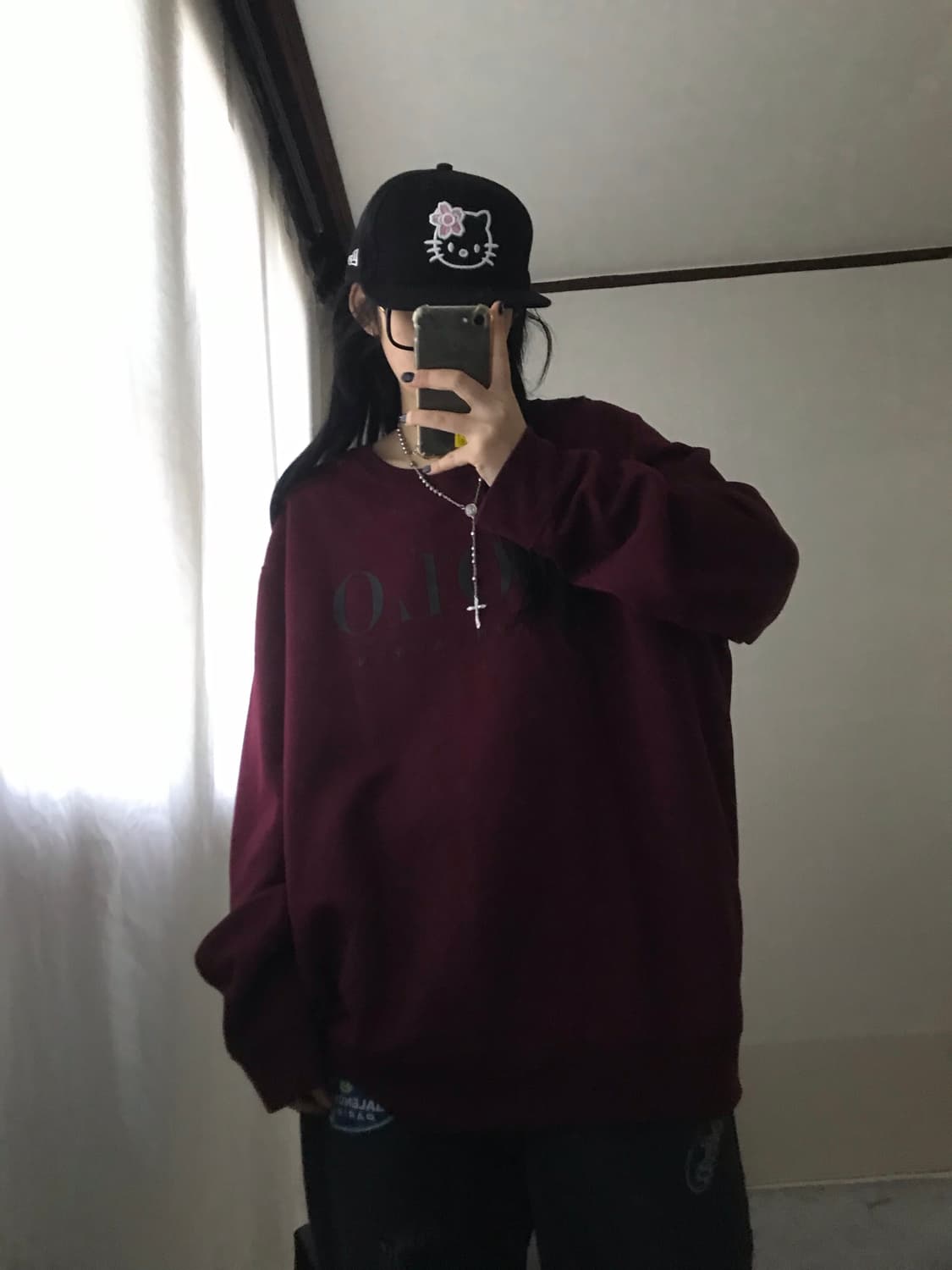 폴로 버건디 오버핏 맨투맨 상품이미지5